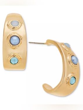 I.N.C. International Concepts Gold-Tone Crystal Half Hoop Earrings NEW